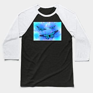 Blue Butterflies Baseball T-Shirt